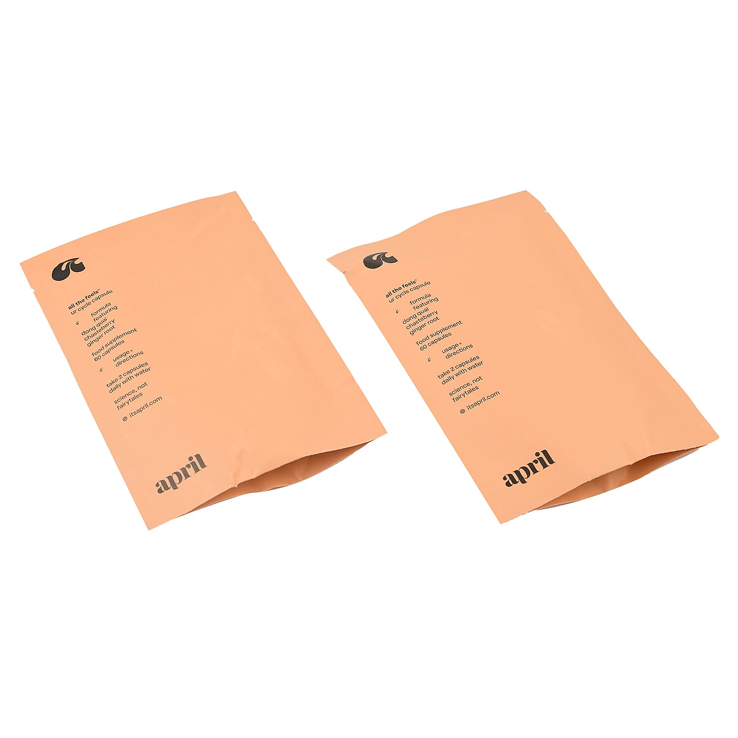 April Supplements All the Feels Ur Cycle Capsule (PMS) Refill Paper Pouch 60 Capsules Duo