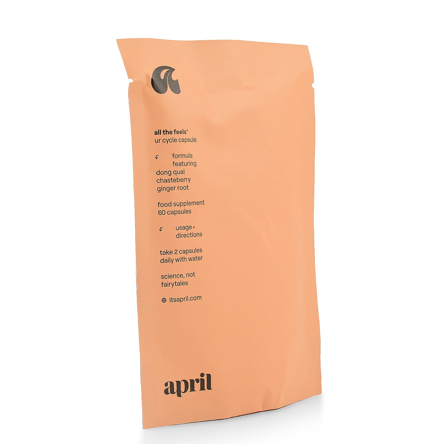 April Supplements All the Feels Ur Cycle Capsule (PMS) Refill Paper Pouch 60 Capsules Duo