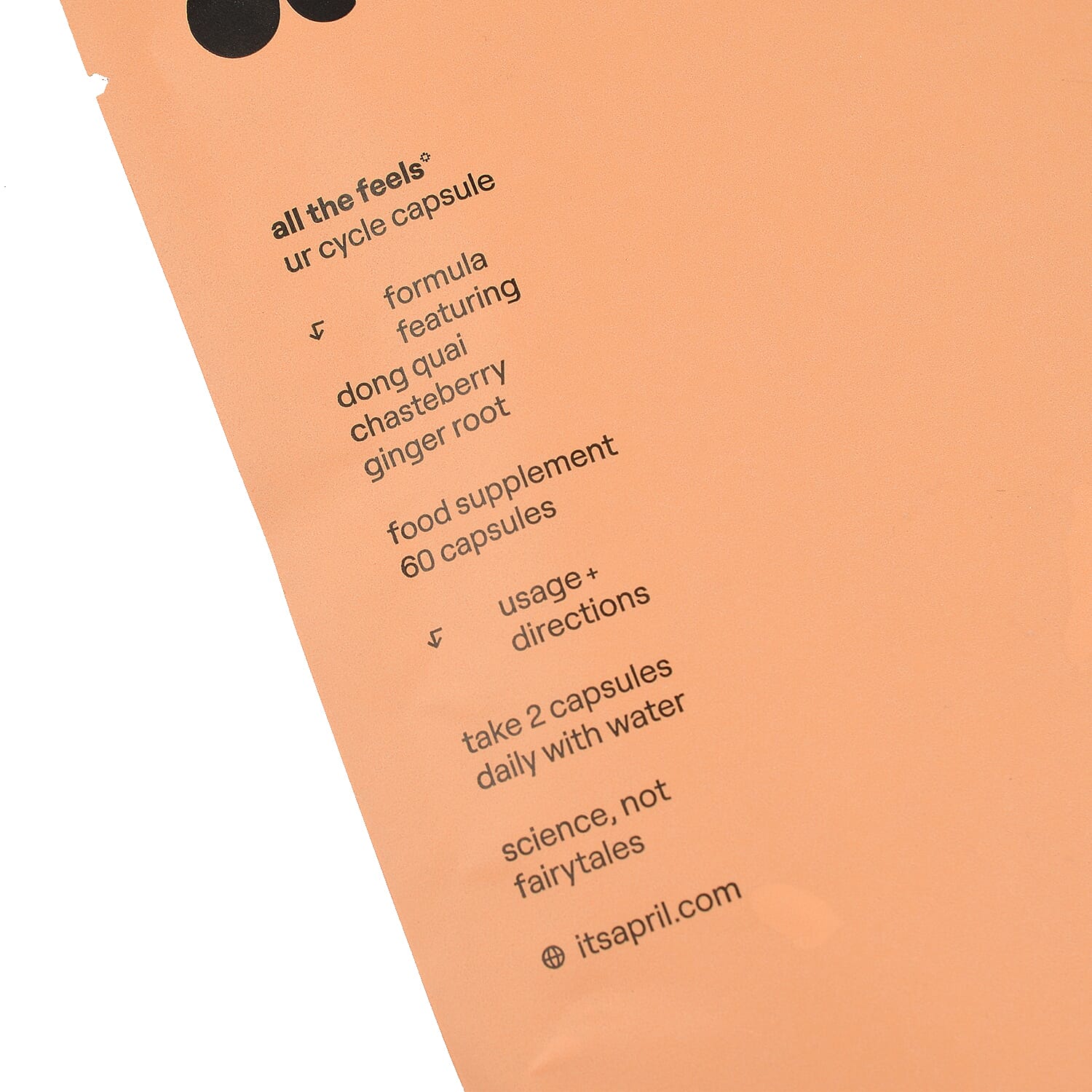 April Supplements All the Feels Ur Cycle Capsule (PMS) Refill Paper Pouch 60 Capsules Duo