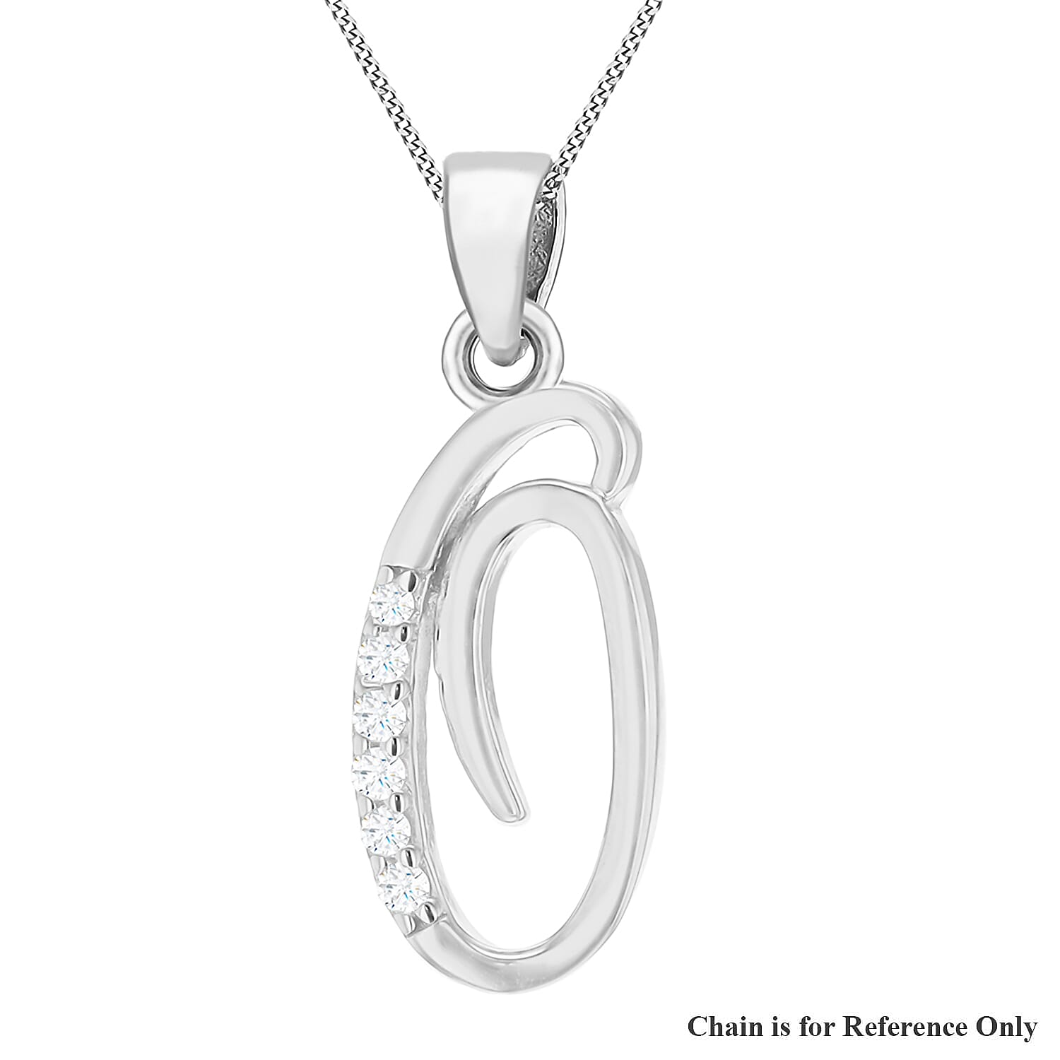 Cubic Zirconia  Pendant in Rhodium Overlay Sterling Silver 0.02 ct  0.016  Ct.
