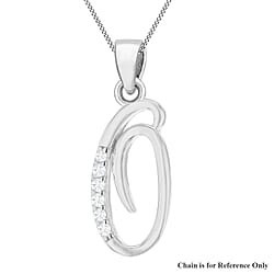 Cubic Zirconia  Pendant in Rhodium Overlay Sterling Silver 0.02 ct  0.016  Ct.
