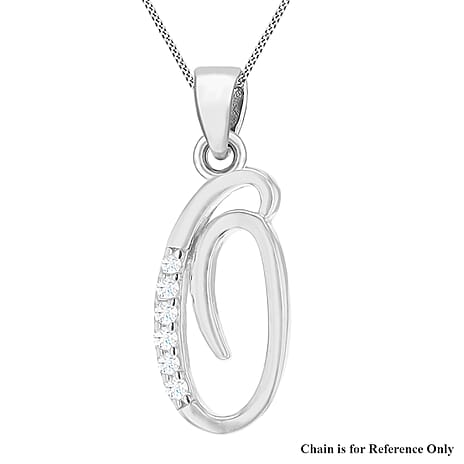 Cubic Zirconia  Pendant in Rhodium Overlay Sterling Silver 0.02 ct  0.016  Ct.
