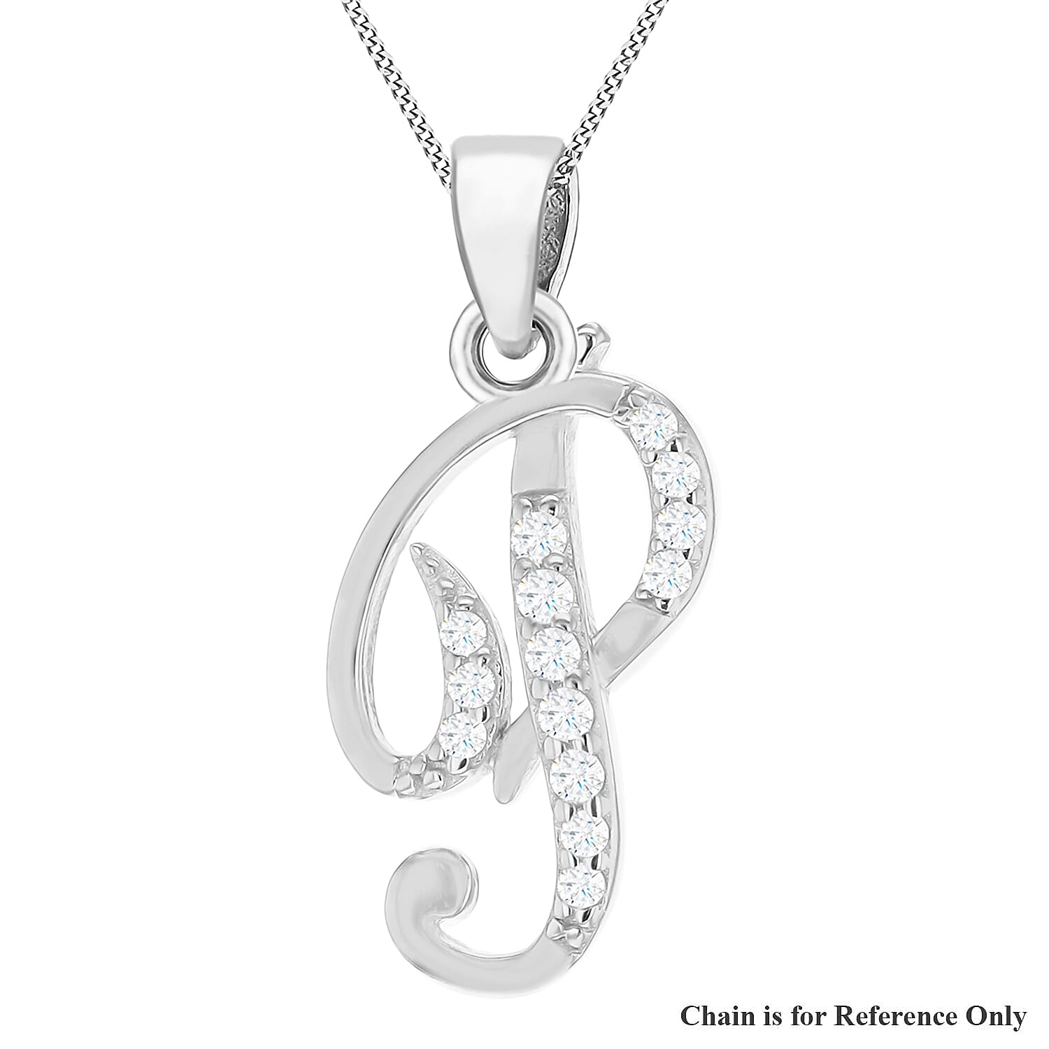 Cubic Zirconia  Pendant in Rhodium Overlay Sterling Silver 0.02 ct  0.016  Ct.