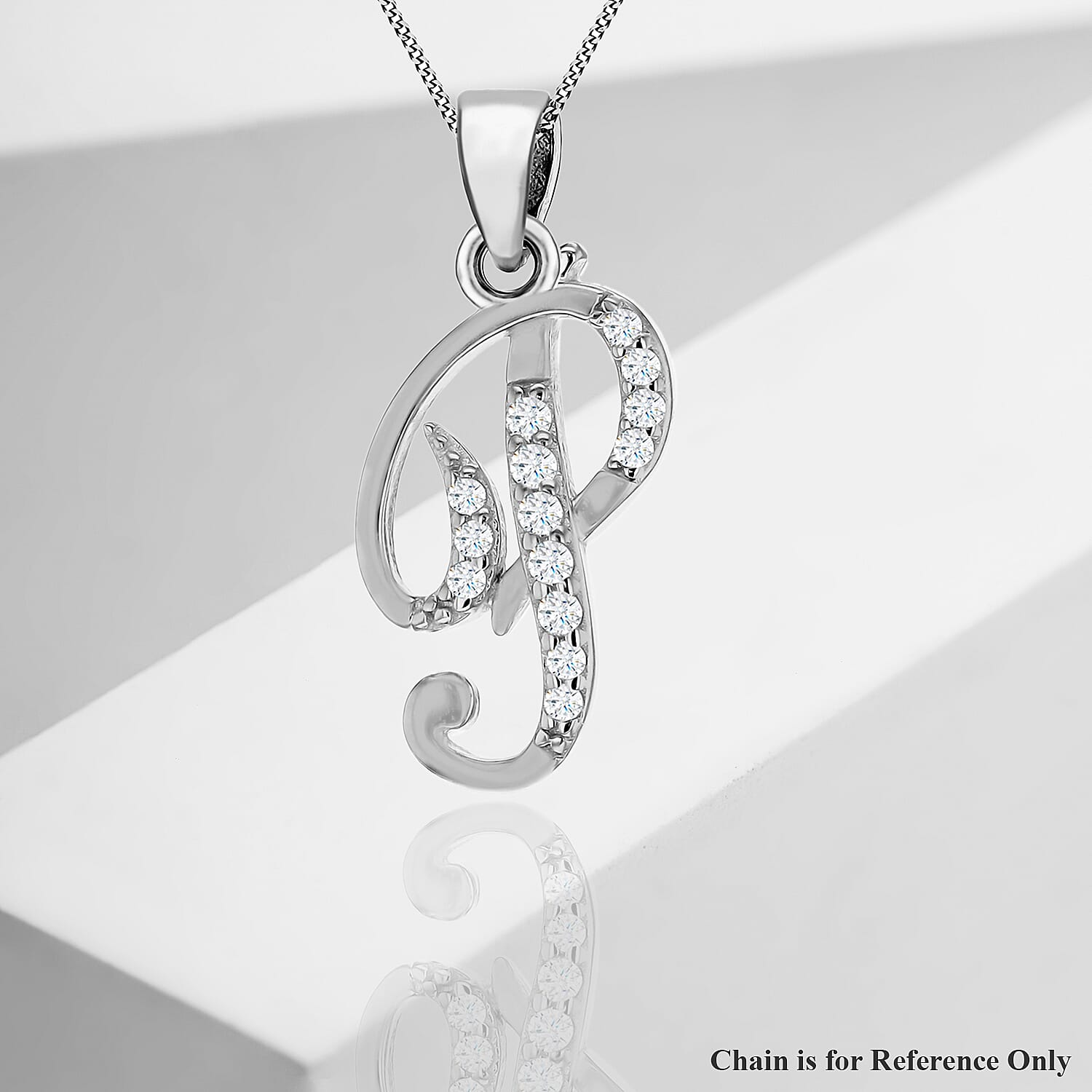 Cubic Zirconia  Pendant in Rhodium Overlay Sterling Silver 0.02 ct  0.016  Ct.