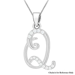 Cubic Zirconia  Pendant in Rhodium Overlay Sterling Silver 0.03 ct  0.034  Ct.
