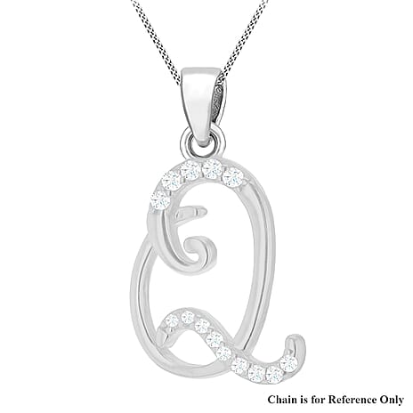 Cubic Zirconia  Pendant in Rhodium Overlay Sterling Silver 0.03 ct  0.034  Ct.