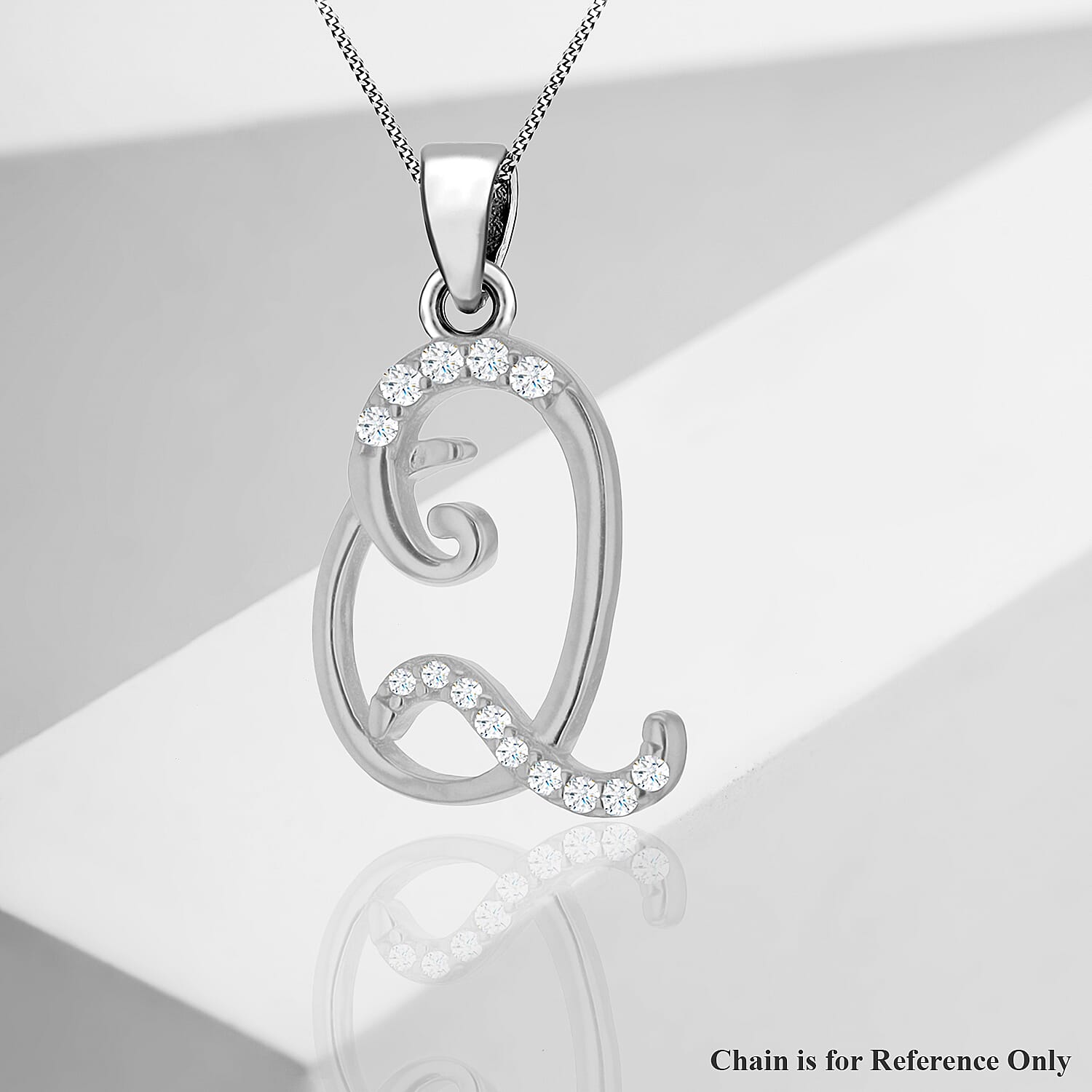 Cubic Zirconia  Pendant in Rhodium Overlay Sterling Silver 0.03 ct  0.034  Ct.
