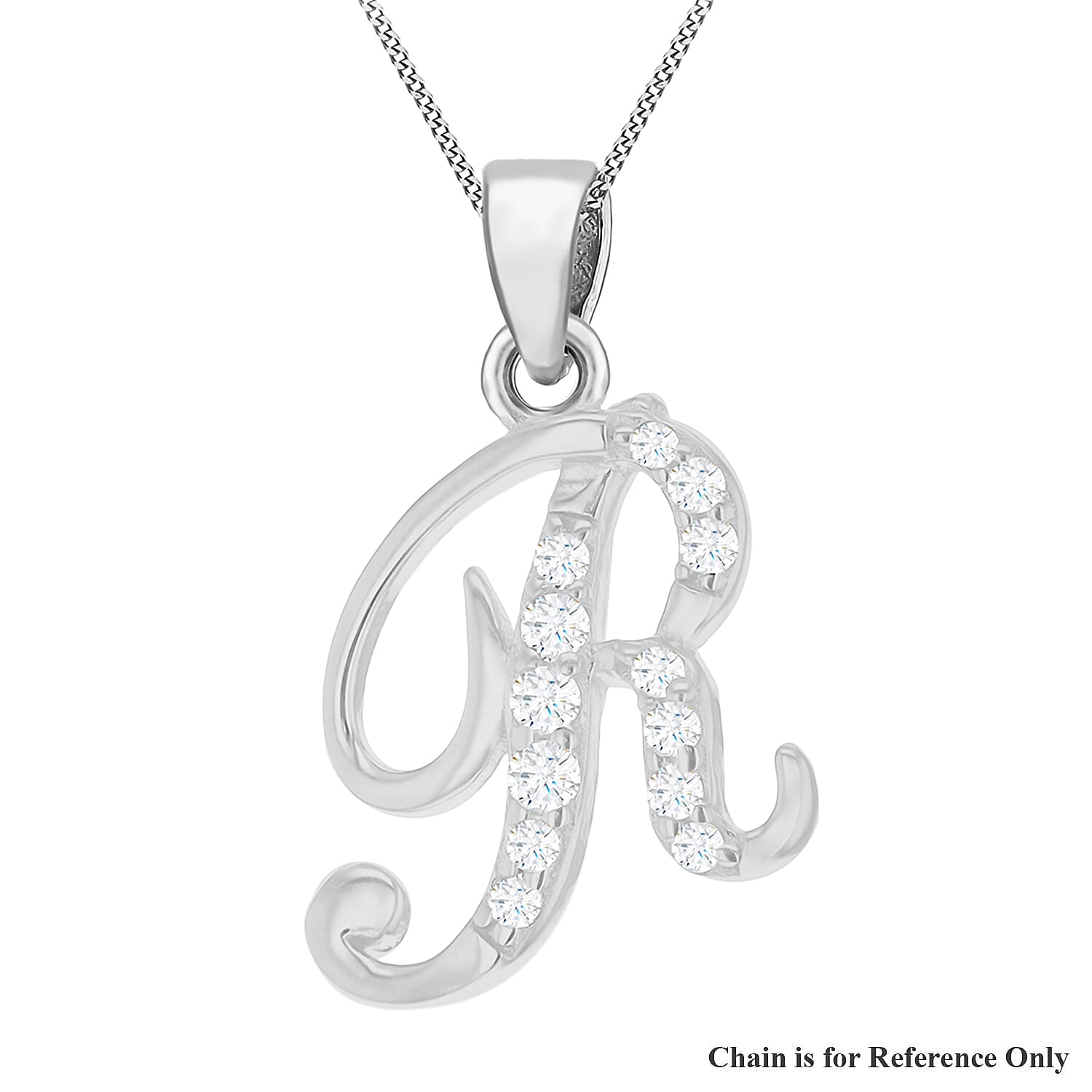 Cubic Zirconia  Pendant in Rhodium Overlay Sterling Silver 0.01 ct  0.005  Ct.
