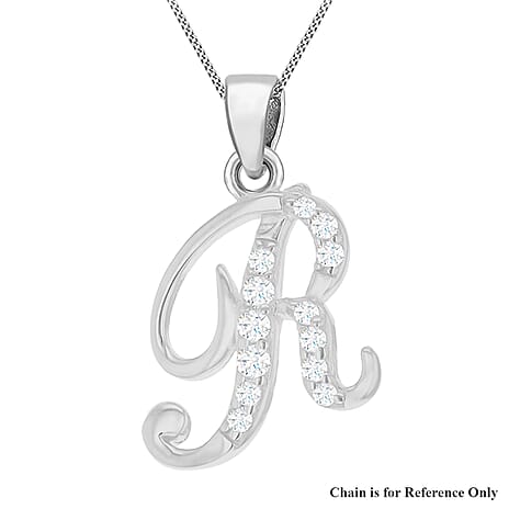 Cubic Zirconia  Pendant in Rhodium Overlay Sterling Silver 0.01 ct  0.005  Ct.