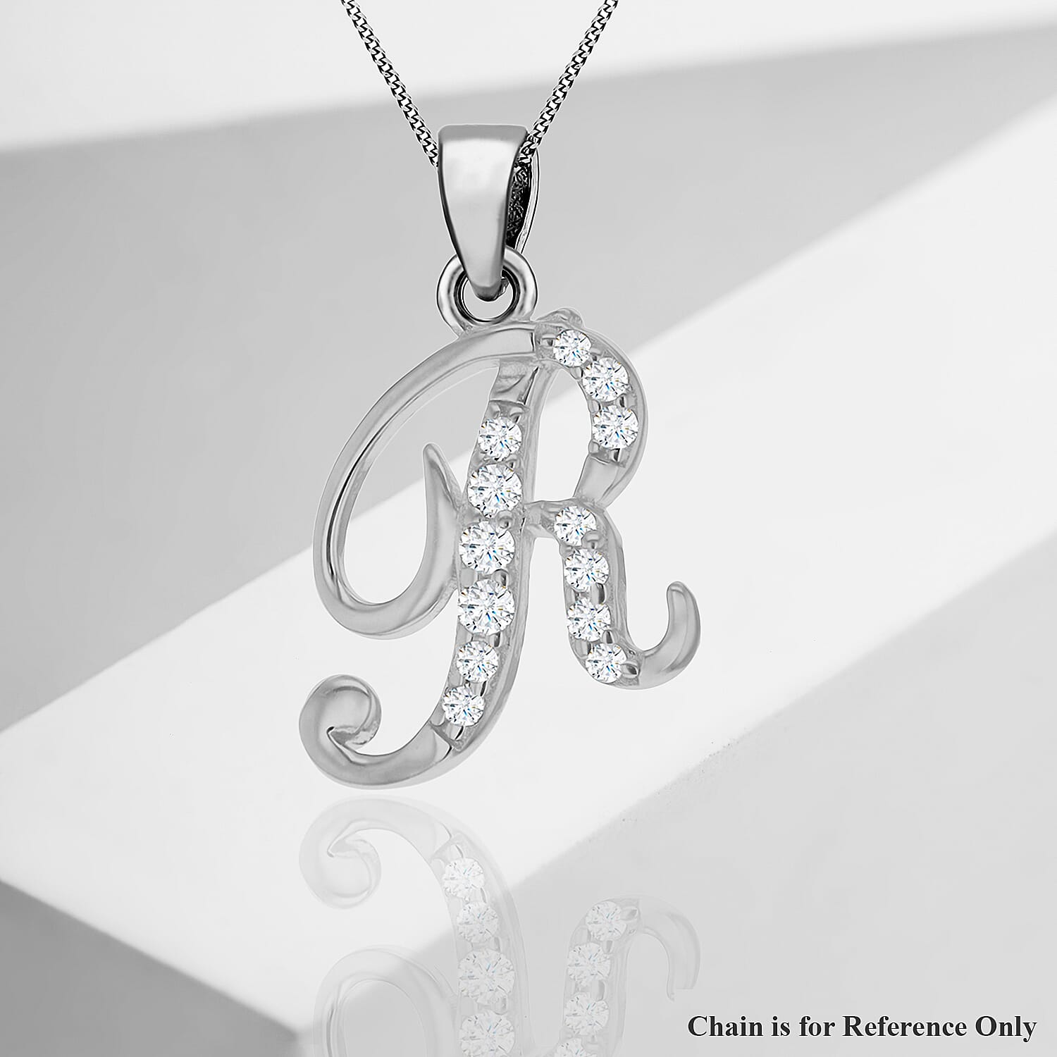 Cubic Zirconia  Pendant in Rhodium Overlay Sterling Silver 0.01 ct  0.005  Ct.