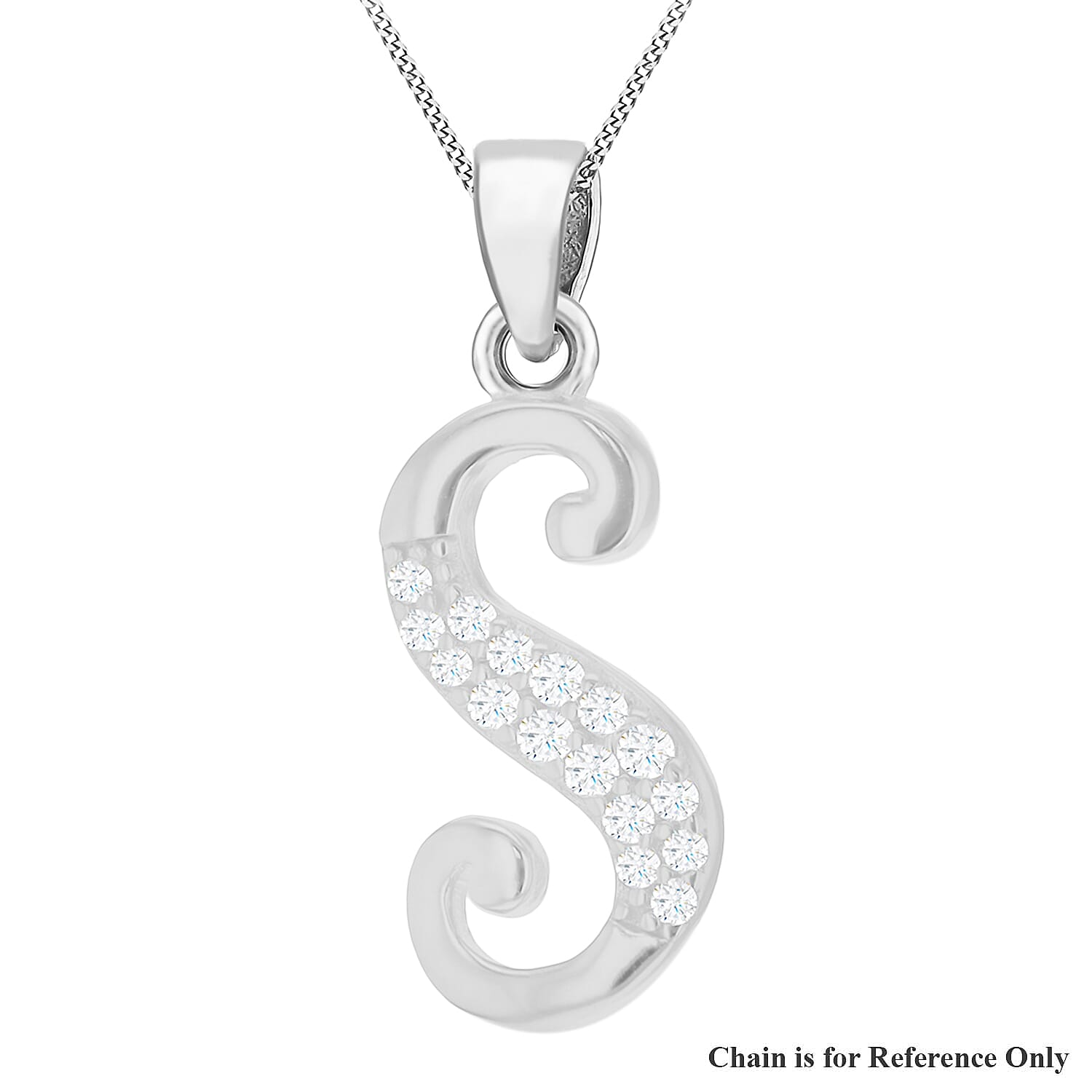 Cubic Zirconia  Pendant in Rhodium Overlay Sterling Silver 0.01 ct  0.005  Ct.