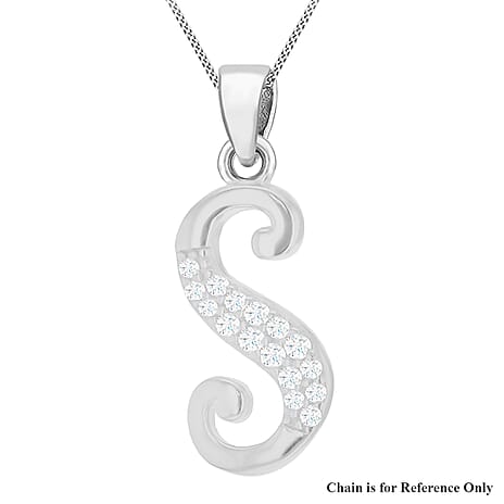 Cubic Zirconia  Pendant in Rhodium Overlay Sterling Silver 0.01 ct  0.005  Ct.