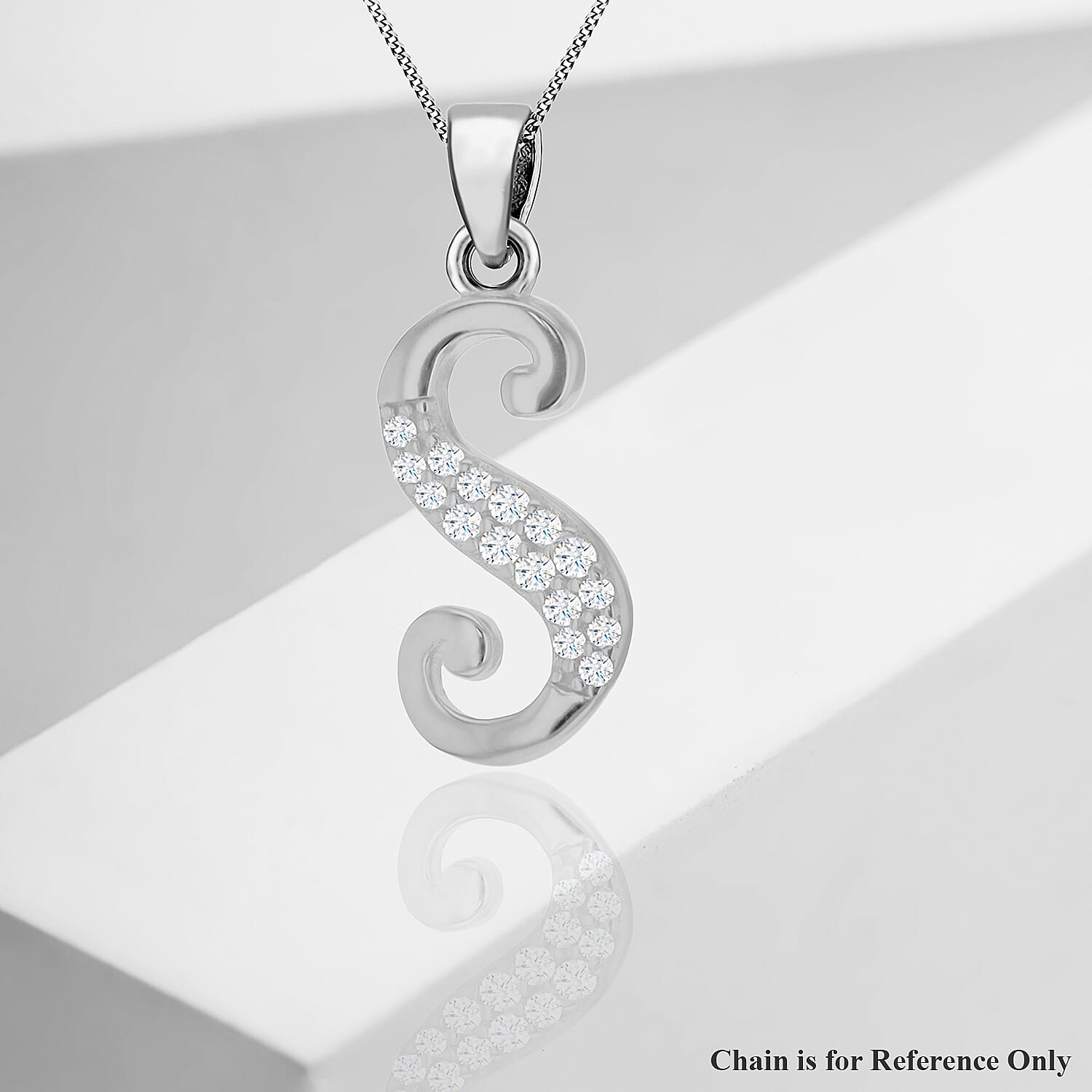 Cubic Zirconia  Pendant in Rhodium Overlay Sterling Silver 0.01 ct  0.005  Ct.