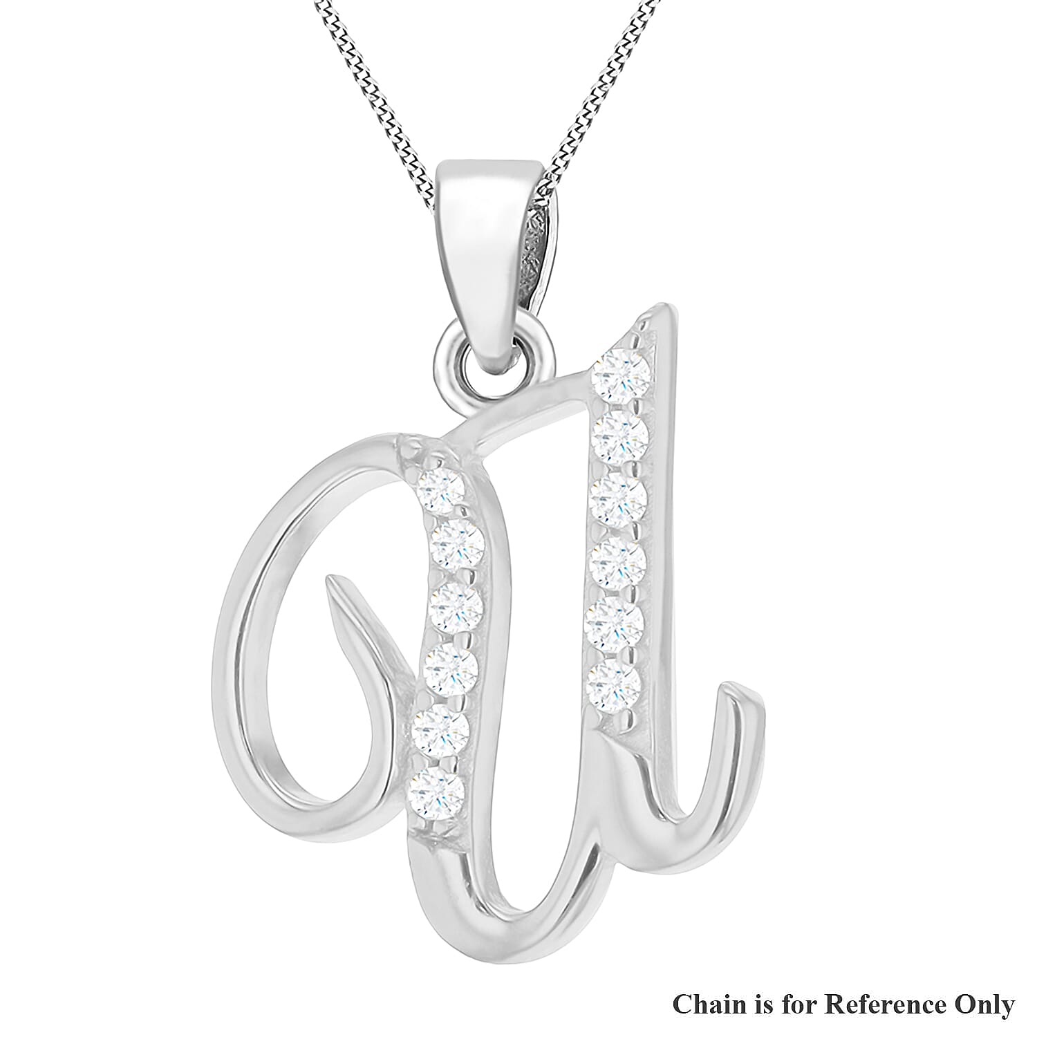Cubic Zirconia  Pendant in Rhodium Overlay Sterling Silver 0.01 ct  0.011  Ct.