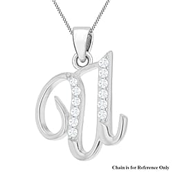 Cubic Zirconia  Pendant in Rhodium Overlay Sterling Silver 0.01 ct  0.011  Ct.