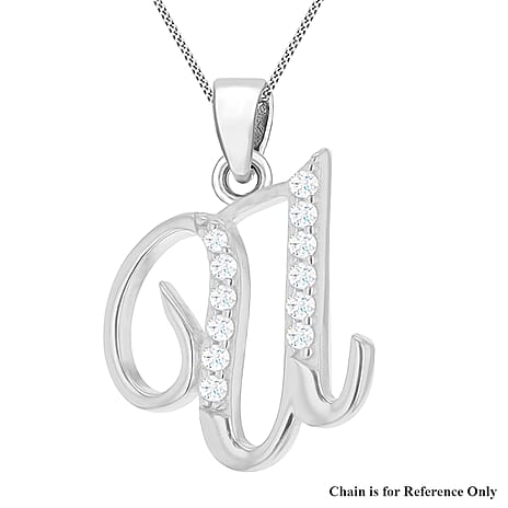 Cubic Zirconia  Pendant in Rhodium Overlay Sterling Silver 0.01 ct  0.011  Ct.