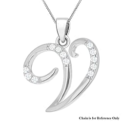 Cubic Zirconia  Pendant in Rhodium Overlay Sterling Silver 0.01 ct  0.011  Ct.