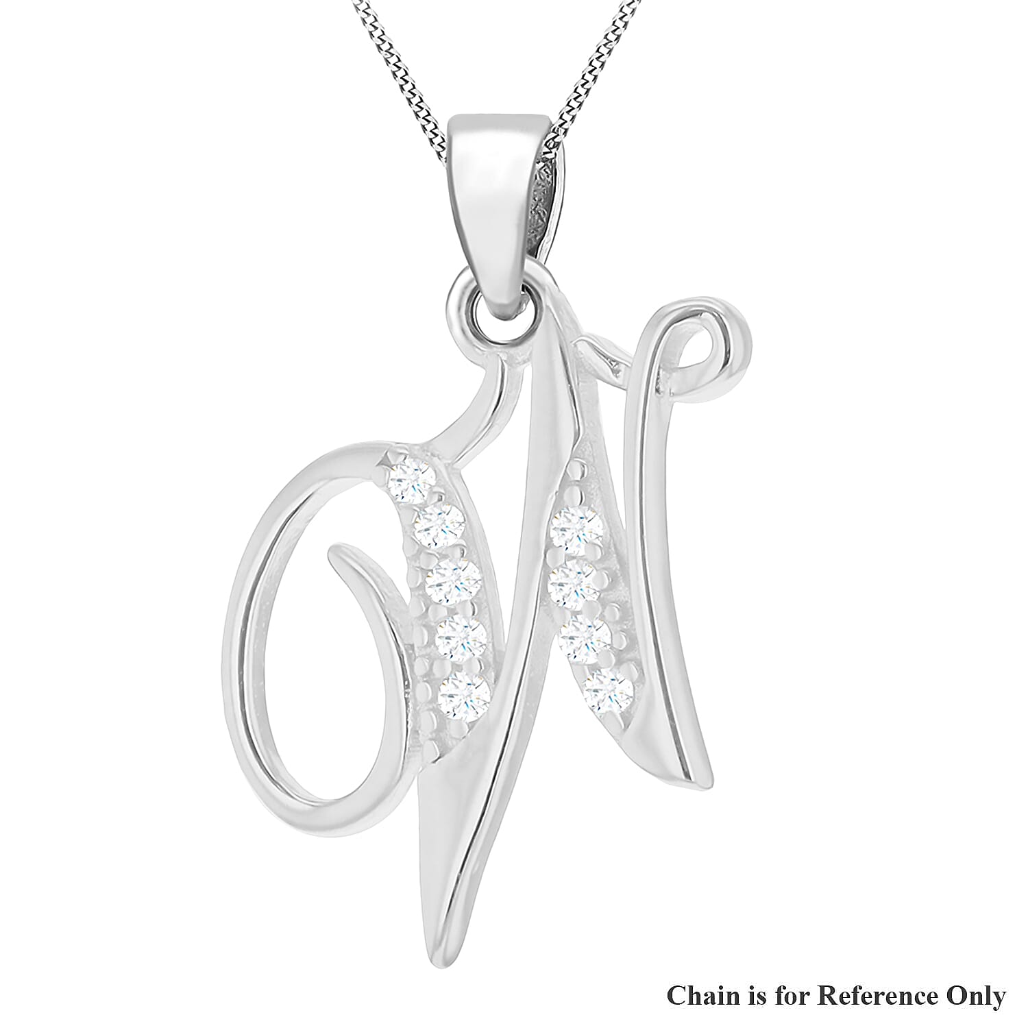 Cubic Zirconia  Pendant in Rhodium Overlay Sterling Silver 0.01 ct  0.011  Ct.