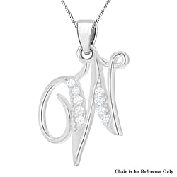 Cubic Zirconia  Pendant in Rhodium Overlay Sterling Silver 0.01 ct  0.011  Ct.