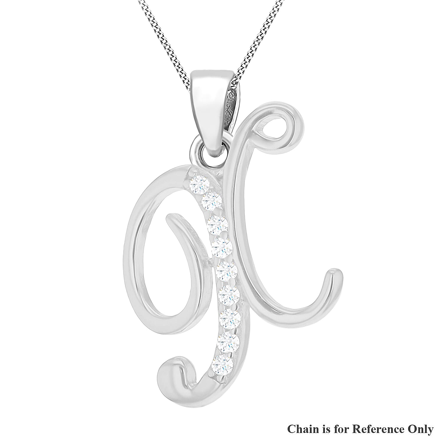 Cubic Zirconia  Pendant in Rhodium Overlay Sterling Silver 0.01 ct  0.005  Ct.