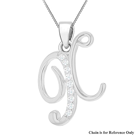 Cubic Zirconia  Pendant in Rhodium Overlay Sterling Silver 0.01 ct  0.005  Ct.