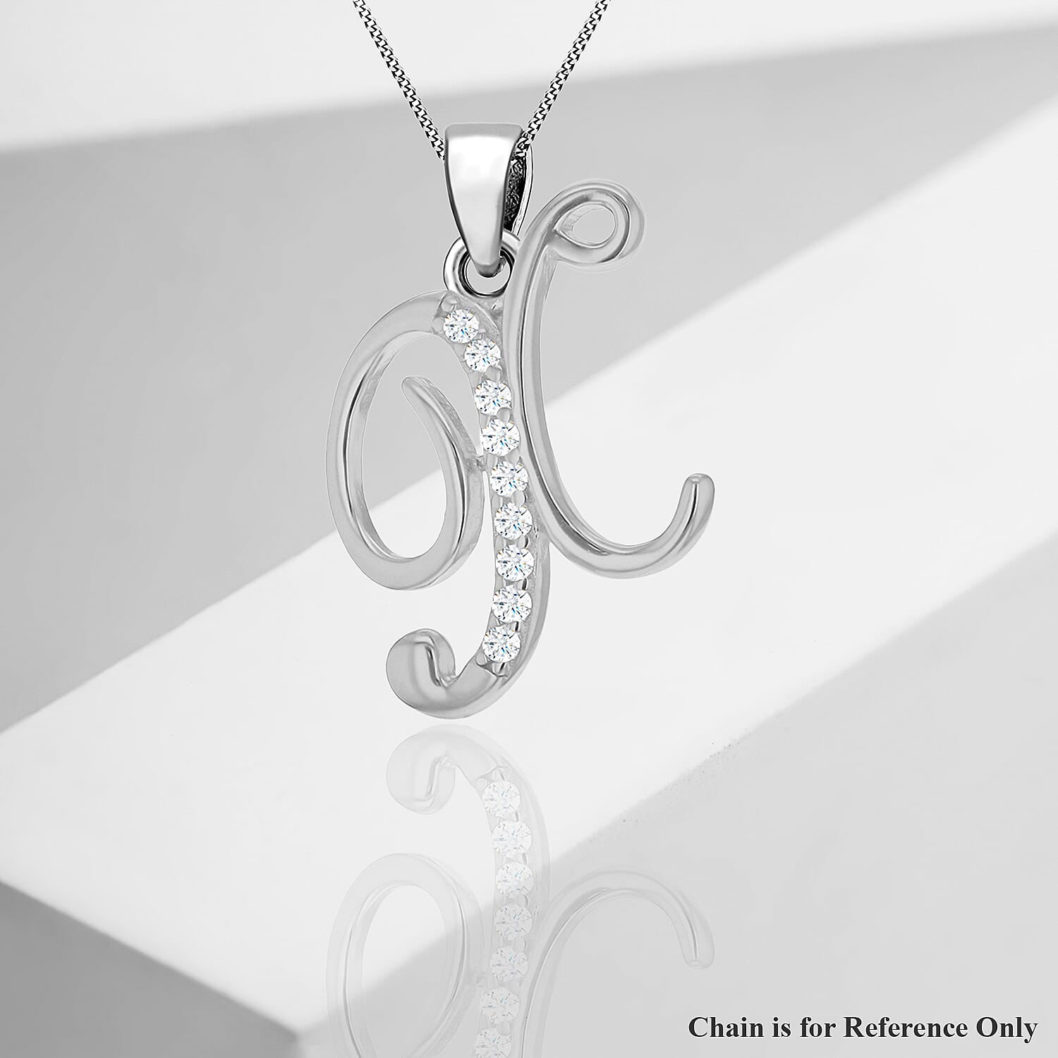 Cubic Zirconia  Pendant in Rhodium Overlay Sterling Silver 0.01 ct  0.005  Ct.