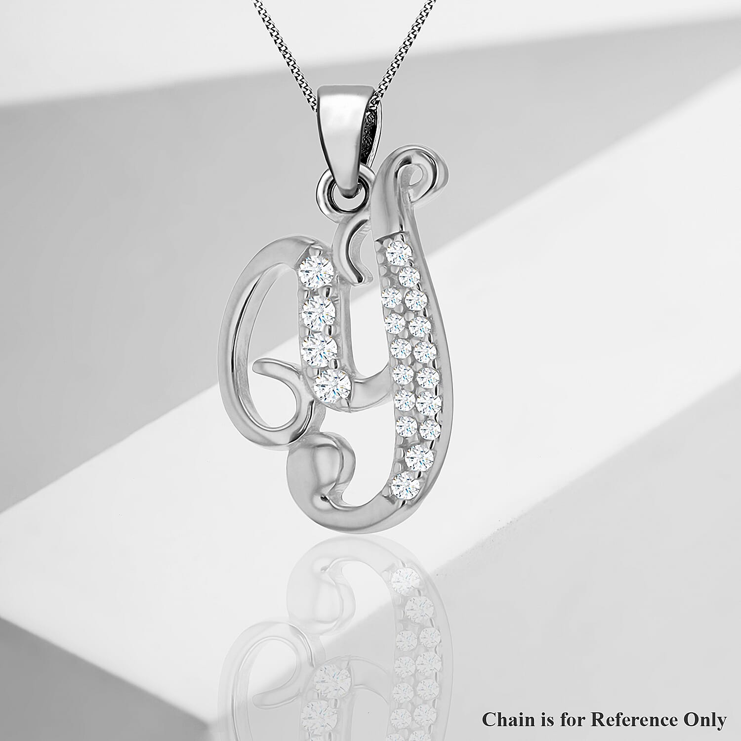 Cubic Zirconia  Pendant in Rhodium Overlay Sterling Silver 1.01 ct  1.011  Ct.