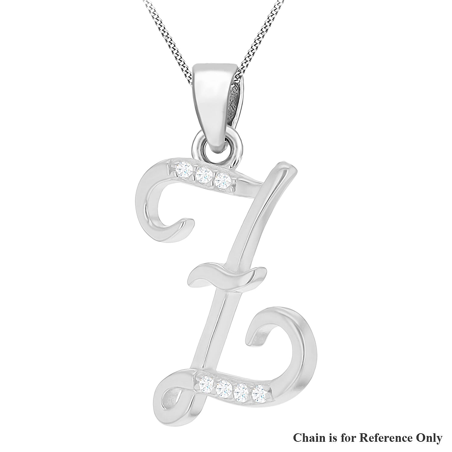 Cubic Zirconia  Pendant in Rhodium Overlay Sterling Silver 0.01 ct  0.005  Ct.