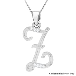 Cubic Zirconia  Pendant in Rhodium Overlay Sterling Silver 0.01 ct  0.005  Ct.