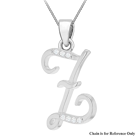 Cubic Zirconia  Pendant in Rhodium Overlay Sterling Silver 0.01 ct  0.005  Ct.