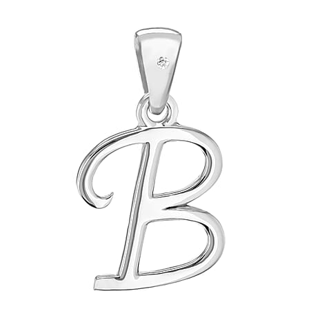 White Diamond  Pendant in Rhodium Overlay Sterling Silver 0.01 ct  0.005  Ct.