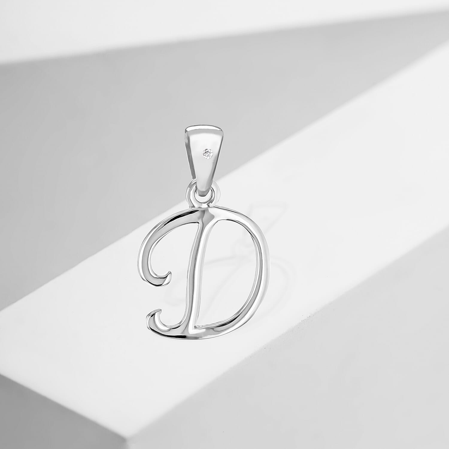 White Diamond  Pendant in Rhodium Overlay Sterling Silver 0.01 ct  0.005  Ct.