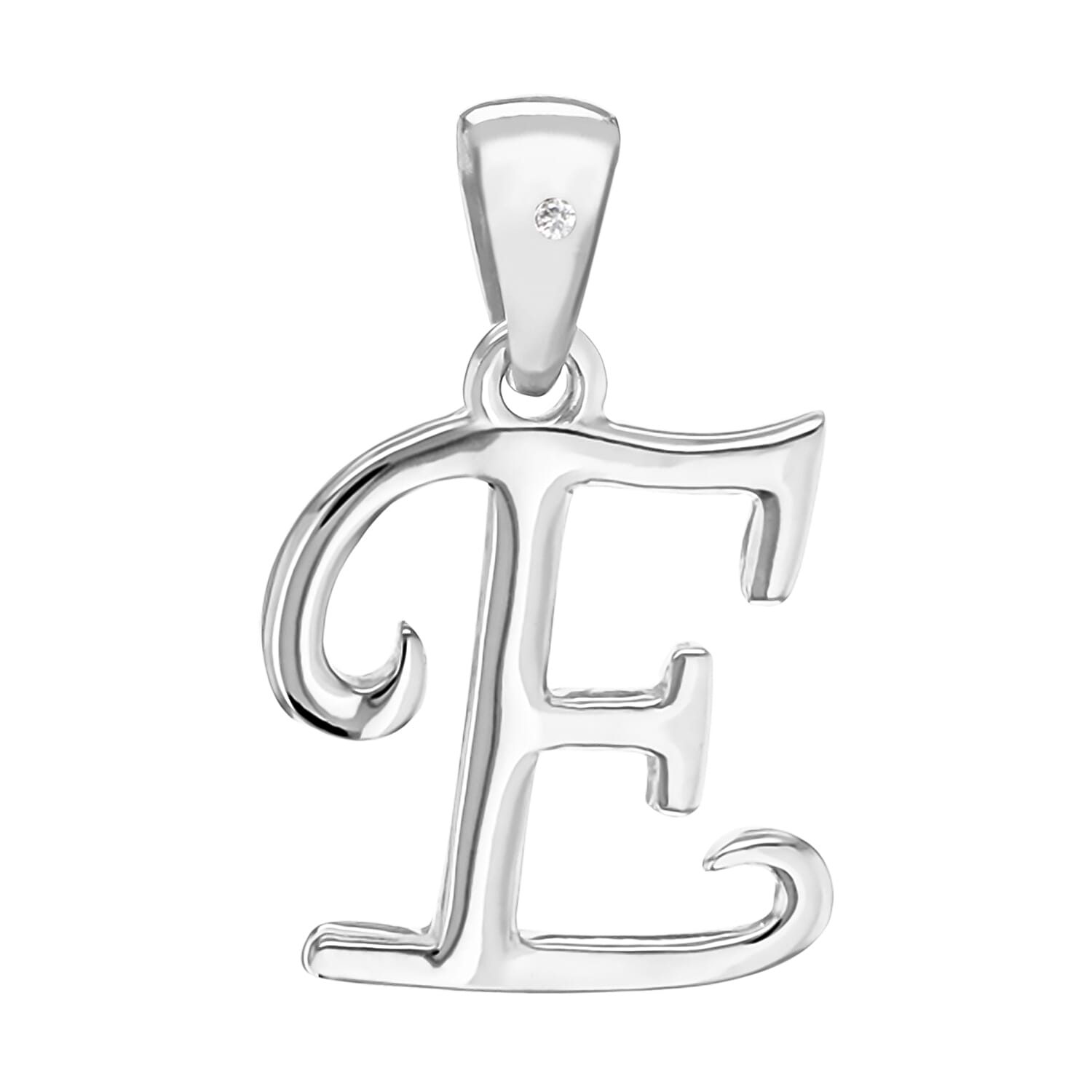 White Diamond  Pendant in Rhodium Overlay Sterling Silver 0.01 ct  0.005  Ct.