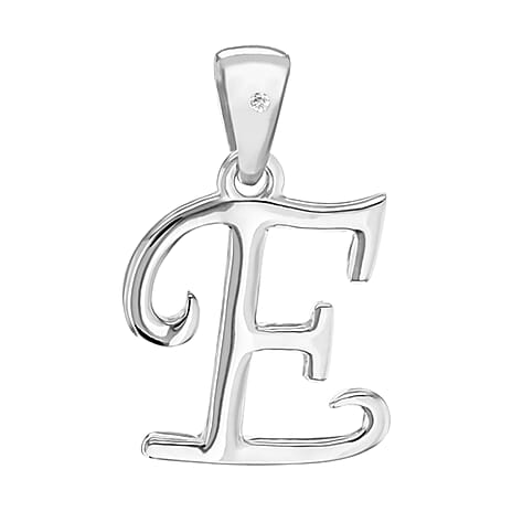 White Diamond  Pendant in Rhodium Overlay Sterling Silver 0.01 ct  0.005  Ct.