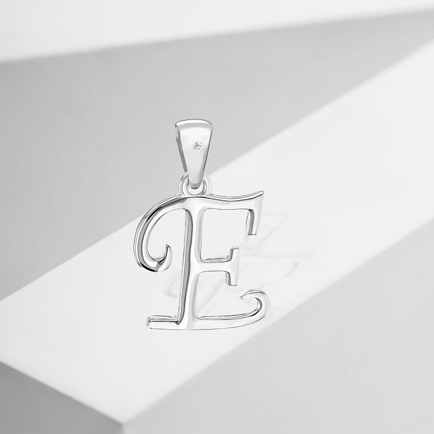 White Diamond  Pendant in Rhodium Overlay Sterling Silver 0.01 ct  0.005  Ct.