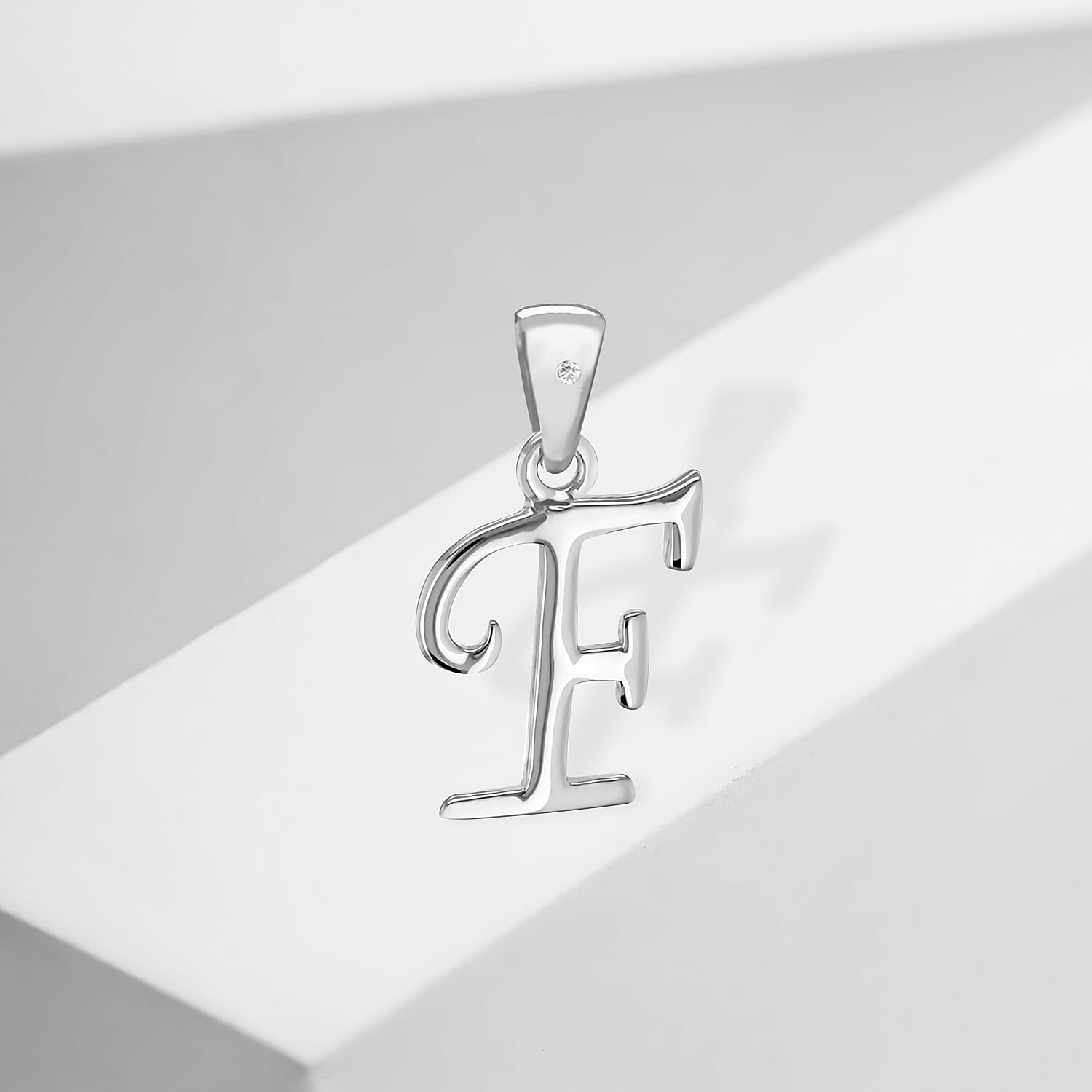 White Diamond  Pendant in Rhodium Overlay Sterling Silver 0.01 ct  0.005  Ct.