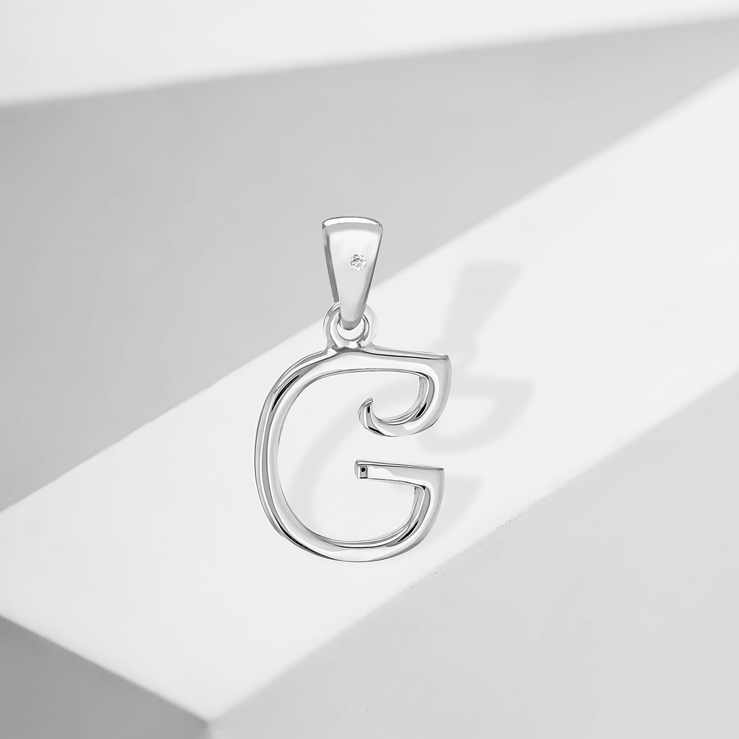 White Diamond  Pendant in Rhodium Overlay Sterling Silver 0.01 ct  0.005  Ct.