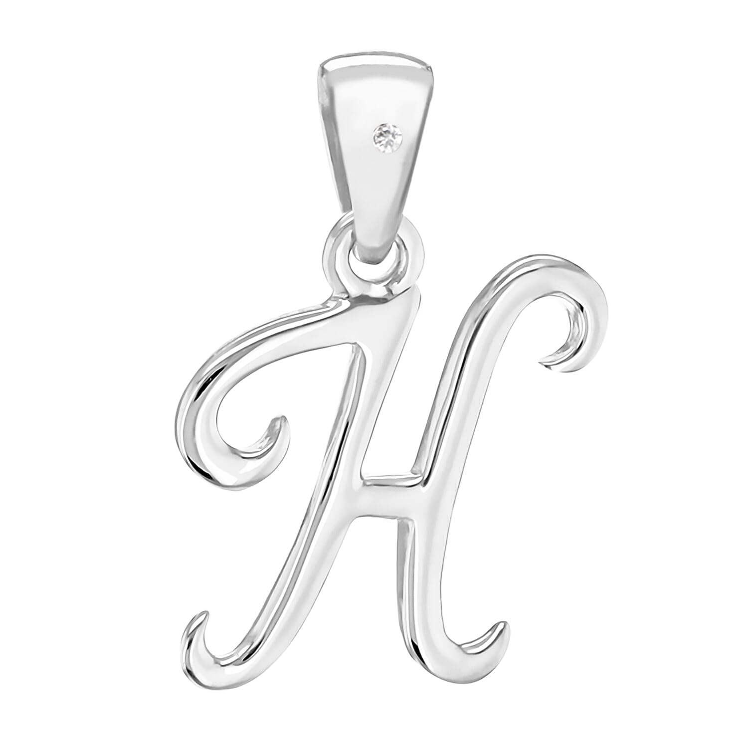 White Diamond  Pendant in Rhodium Overlay Sterling Silver 0.01 ct  0.005  Ct.