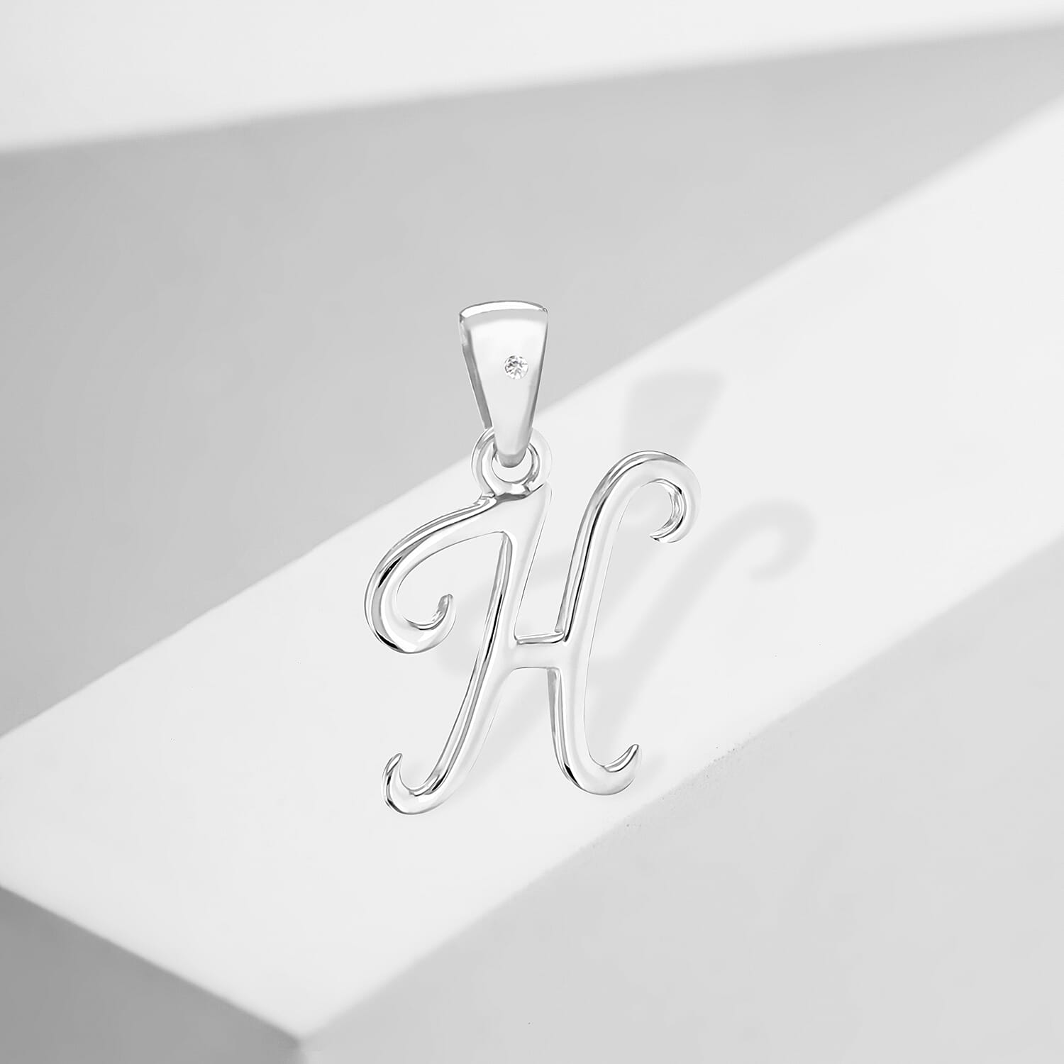 White Diamond  Pendant in Rhodium Overlay Sterling Silver 0.01 ct  0.005  Ct.