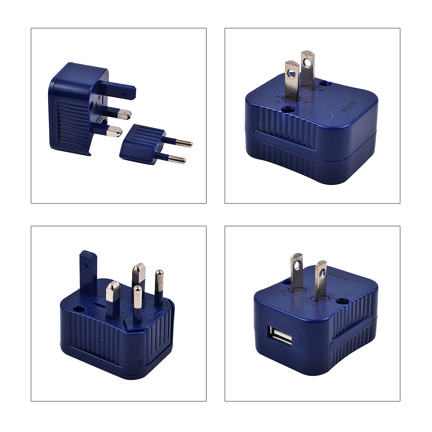 American Tourister 4-in-1 World Adapter Set with USB Port - Blue