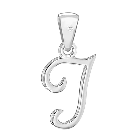 White Diamond  Pendant in Rhodium Overlay Sterling Silver 0.01 ct  0.005  Ct.