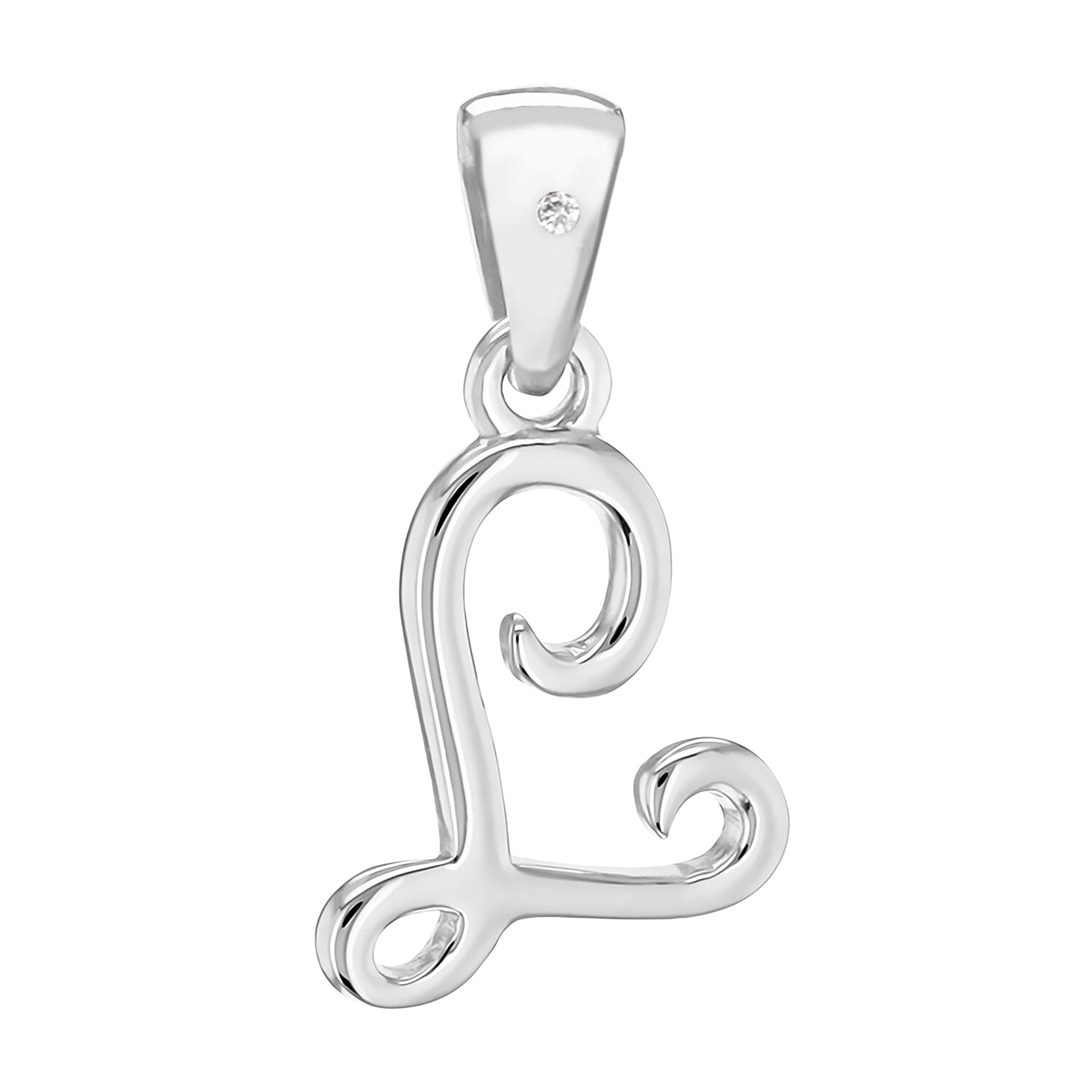 White Diamond  Pendant in Rhodium Overlay Sterling Silver 0.01 ct  0.005  Ct.