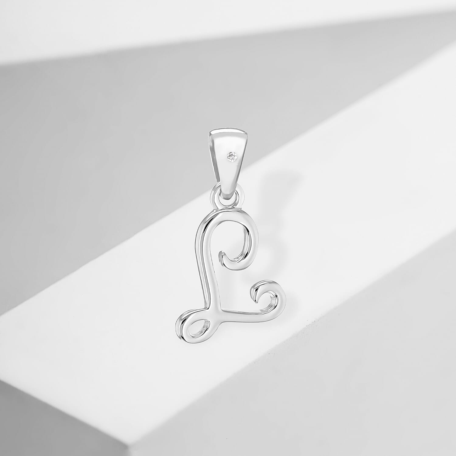 White Diamond  Pendant in Rhodium Overlay Sterling Silver 0.01 ct  0.005  Ct.