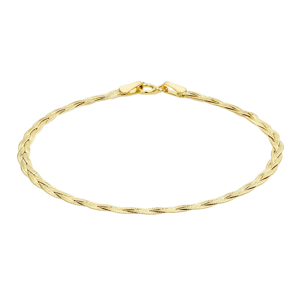 Vincenza Closeout - 9K Yellow Gold Herringbone Bracelet (Size - 7) with Spring Ring Clasp.