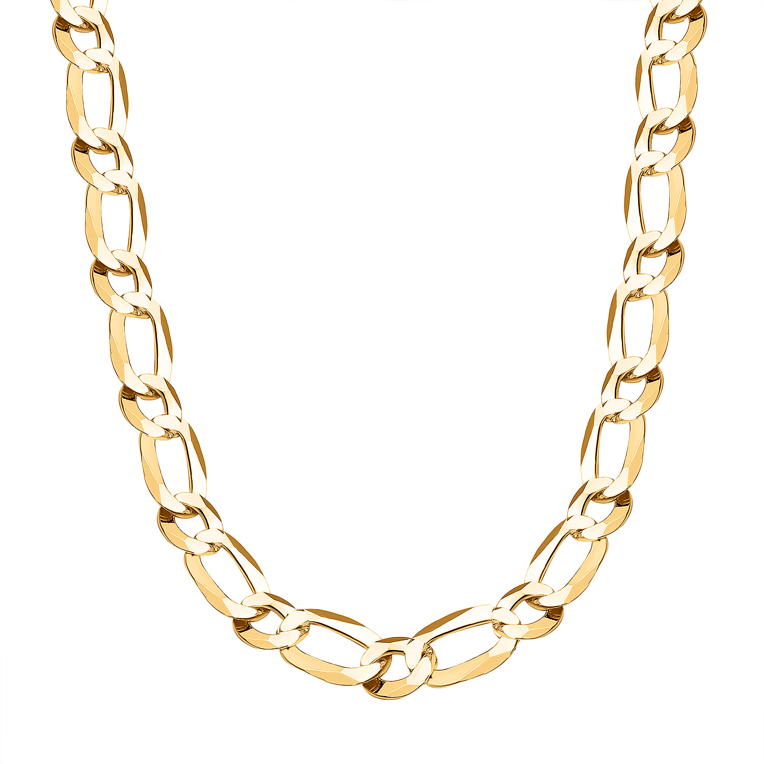 Italian Made - Gold Overlay Sterling Silver Figaro Necklace (Size - 20), Silver Wt. 24.20 Gms