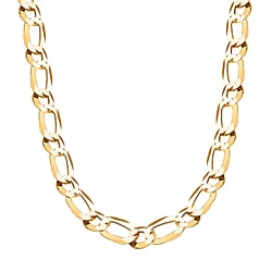 Gold Overlay Sterling Silver Figaro Necklace (Size - 20), Silver Wt. 24.20 Gms