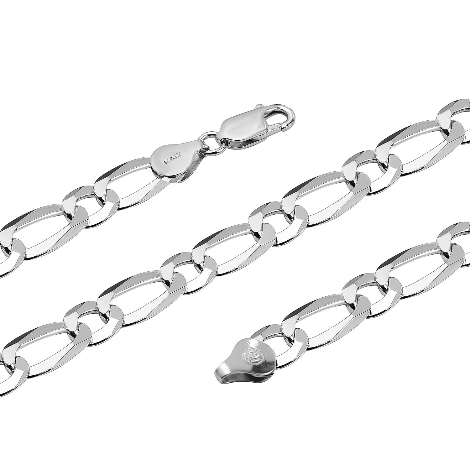 Italian Made - Sterling Silver Figaro Necklace (Size - 20), Silver Wt. 24.14 Gms