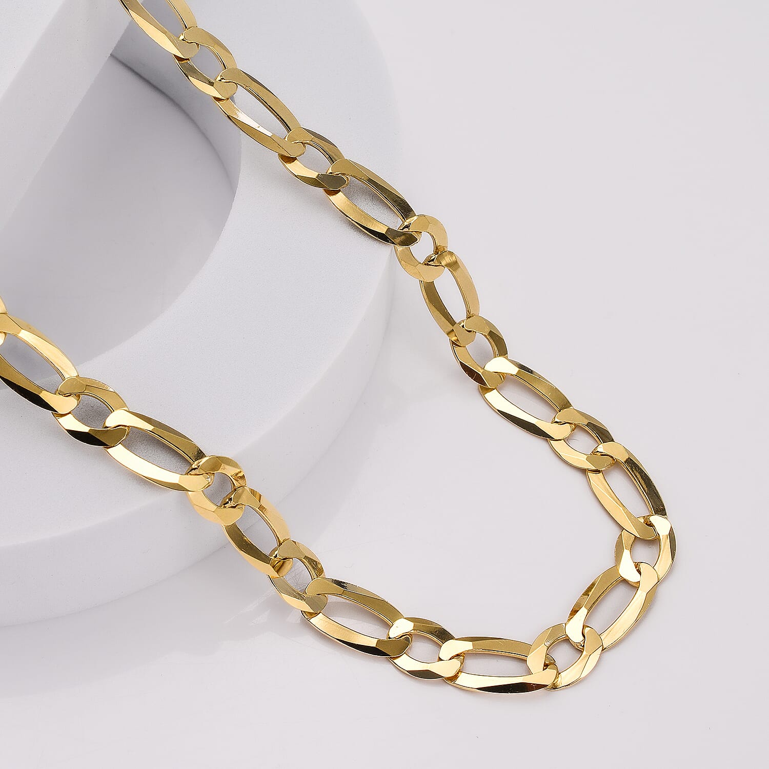 Vicenza Closeout - Yellow Gold Overlay Sterling Silver Figaro Necklace (Size - 24), Silver Wt. 34.06 Gms