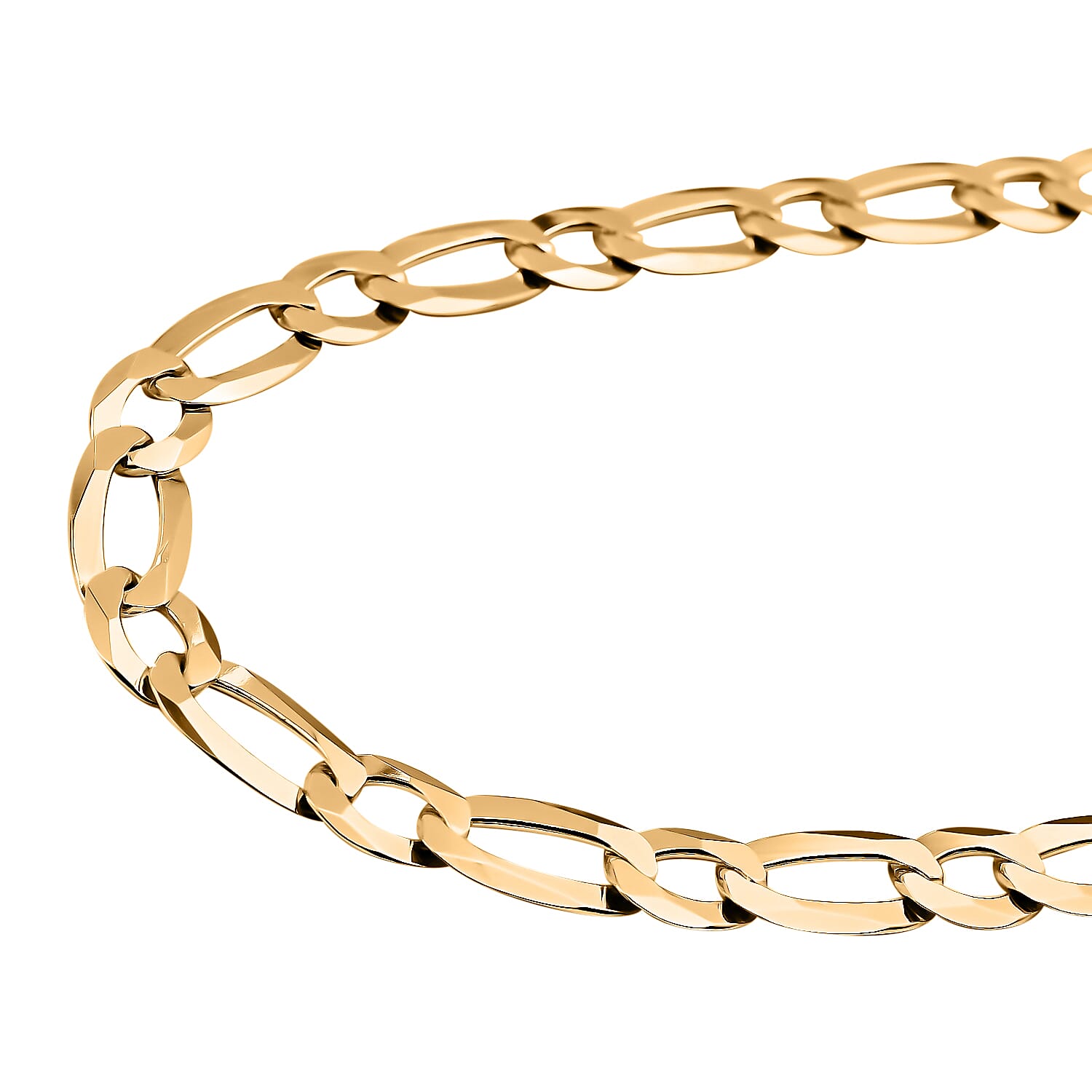 Vicenza Closeout - Yellow Gold Overlay Sterling Silver Figaro Necklace (Size - 24), Silver Wt. 34.06 Gms