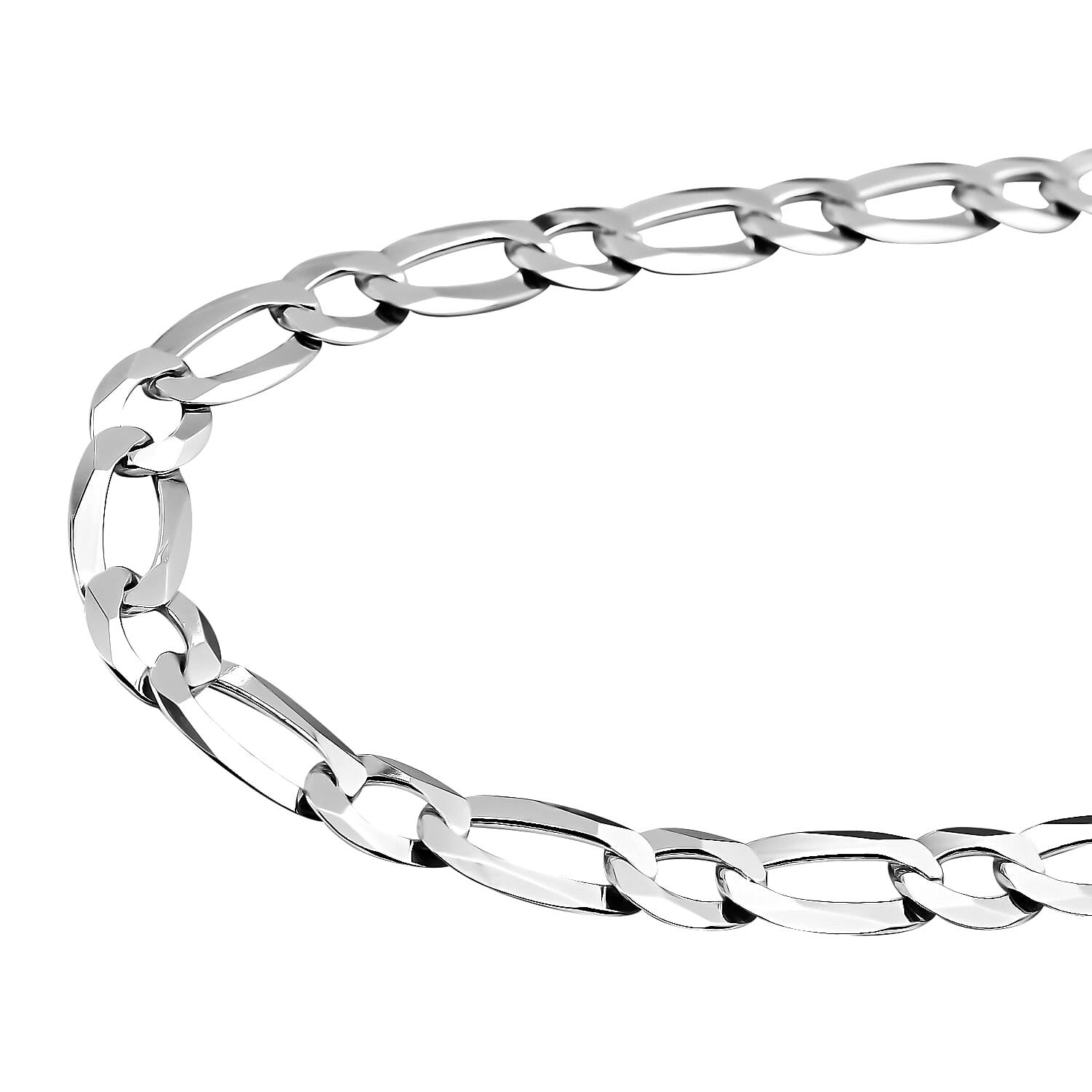 Vicenza Close Out - Italian Made - Sterling Silver Figaro Necklace (Size - 24), Silver Wt. 34.71 Gms